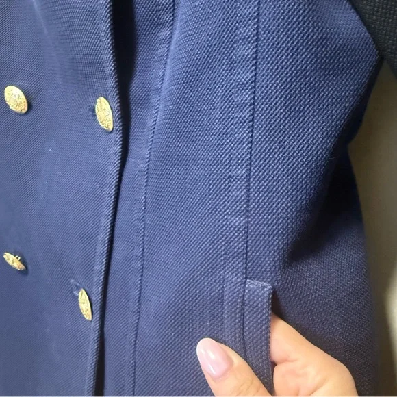 Banana Republic Double Breasted Military Blazer Navy/Black Small - Picture 10 of 12